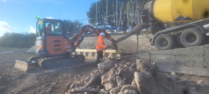 Work to install and improve the launch ramp at the reservoir at Midland Sailing Club