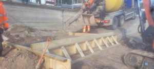 Work to install and improve the launch ramp at the reservoir at Midland Sailing Club