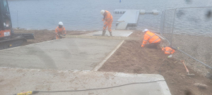 Work to install and improve the launch ramp at the reservoir at Midland Sailing Club