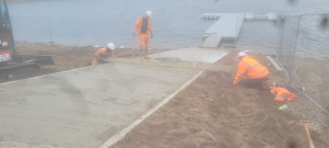 Work to install and improve the launch ramp at the reservoir at Midland Sailing Club