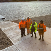 Work to install and improve the launch ramp at the reservoir at Midland Sailing Club