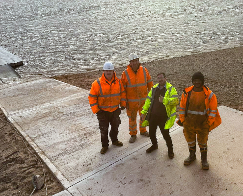 Work to install and improve the launch ramp at the reservoir at Midland Sailing Club