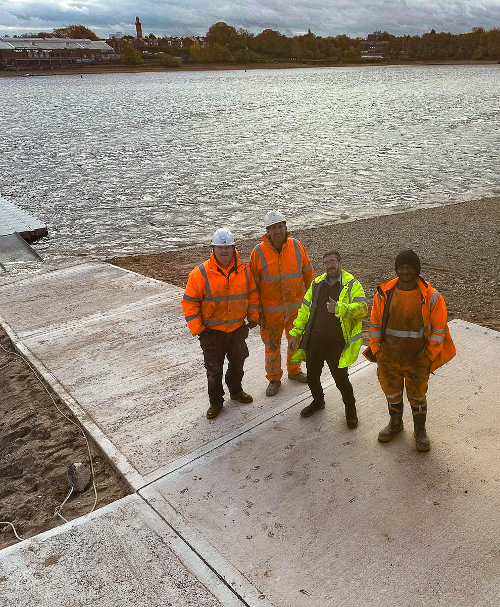 Work to install and improve the launch ramp at the reservoir at Midland Sailing Club